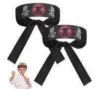 Generic Diadema Japonesa Reutilizable Ninja Estampado de Karate, 2 Piezas de Poliéster Cómodo, Accesorio Portátil para Chef y Disfraz de Sushi, Diademas Anchas para Mujer