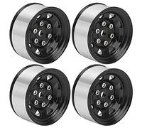 Generic Diseño de Simulación, Cubo de Rueda con Pegamento Que No Mancha de 1,55 Pulgadas para Modelos LC70 D90, Paquete de 4 Cubos de Rueda RC para Axial (Black)