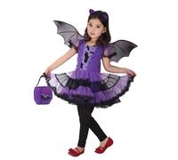 Generic Disfraz de murciélago para niña, disfraz de bruja, cosplay, disfraz de tutú, para niños(10-12 años, murciélago morado)