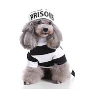 Generic Disfraz de Prisionero Ropa de Cosplay de Halloween para Mascotas, Uniforme de Prisión para Perros y Gatos Resistente Al Desgaste para Cachorros, Material de Mezcla de Algodón Suave, Adecuado