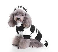 Generic Disfraz de Recluso para Mascotas, Ropa de Cosplay de Halloween, Resistente Al Desgaste, Uniforme de Prisión para Perros, Gatos y Cachorros, Mezcla de Algodón Suave (café + Naranja #29)