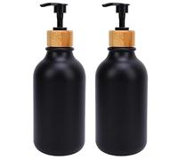 Generic Dispensador de, 2 Unidades de 500 Ml Pet Reutilizable Estilo Granja Dispensador de de Manos, Recipientes Recargables de Color Negro Mate con Cabezal de Bomba de Presión para Cocina, Baño,