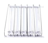 Generic Dispensador de Bebidas para Nevera Versátil con Deslizamiento Empujador Automático Perfecto para Almacenamiento de Refrescos y Cerveza en la Nevera de Casa Plástico ABS Blanco 5 Unidades