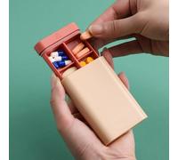 Generic Dispensador de Medicina Portátil, Estuche de Medicina de Viaje de Varios Compartimentos Sellado de Plástico Elegante para Vitaminas para Artículos Pequeños (PINK)