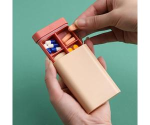 Generic Dispensador de Medicina Portátil, Estuche de Medicina de Viaje de Varios Compartimentos Sellado de Plástico Elegante para Vitaminas para Artículos Pequeños (PINK)