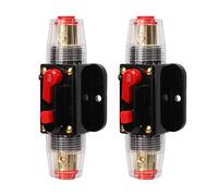 Generic Disyuntor en Línea, Latón ABS, Disyuntor de Reinicio Manual de 12 a 24 V, Botón de Reinicio Rojo, Kit de Portafusibles Reutilizable para Coche, Barco, Amplificador de Audio Marino, Sistemas
