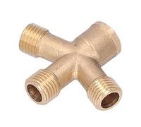 Generic Divisor de Manguera de Jardín de 4 Vías, Conector Cruzado de Latón Macizo para Riego Eficiente, 2,1x1,8 Pulgadas