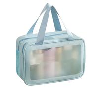 Generic Elegante Bolsa de Maquillaje Impermeable de Doble Capa para Viajes, Material de PVC+PU, Ideal para Adictos a la Belleza y Trotamundos (Azul Talla Grande)
