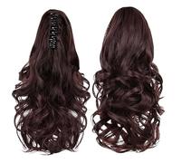 Generic Elegante Peluca Ondulada y Rizada de Longitud Media con Garra de Extensión de de Caballo para Mujeres y Niñas, Postizo Marrón Claro para Reuniones Graduaciones (Marron oscuro)