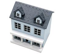 Generic Encantadora Cabaña en Miniatura para Casa de Muñecas, Pequeña Casa para Coleccionistas a Escala 1:12, Hecha de Madera de Abedul, Dimensiones 7,1x6,5x5,2 Cm (Blue)
