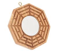 Generic Espejo Bagua Espejo Cóncavo de Madera Que Trae Riqueza y Buena Suerte para Colgar Al Aire Libre Decoración Feng Shui Vidrio de Madera de Durazno