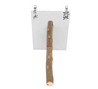 Generic Espejo de Loros de Acero Inoxidable de de 6,69x4,72 Pulgadas con Varilla de Soporte de Madera para Entretenimiento de Aves
