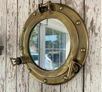 Generic Espejo de ojo de buey de latón antiguo náutico | Barco marítimo ventana y espejo de pared, ojo de buey | Regalo de decoración del hogar (9 pulgadas)