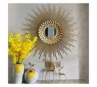 Generic Espejo de pared dorado - Espejo de pared redondo 3D con forma de sol, perfecto para decoración de interiores, 60 cm, 70 cm, 80 cm de diámetro