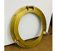 Generic Espejo redondo de ojo de buey con acabado de latón envejecido de 17 pulgadas, ojo de buey, decoración del hogar