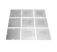 Generic Estación de Reparación Juego de Plantillas de Reballing BGA de Acero Inoxidable 90x90mm, Plantillas Marcadas de 9 Piezas para Reparación de Placas Base, Plata