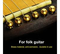 Generic Exquisitos Pasadores de Puente de Guitarra de Latón que Mejoran la Calidad del Tono para Guitarras Populares Negro 6 Unids/set (GOLD)