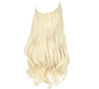 Generic Extensiones de pelo de alambre oculto, lacias y rizadas, sintéticas, blancas, largas, estilo diadema, fácil instalación, aspecto natural