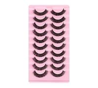 Generic Extensiones de Pestañas Gruesas Naturales Autoadhesivas de Volumen para una Fácil Aplicación, 10 Pares Ideales para Principiantes, Uso Diario, Fibra Química Negra (3)