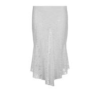Generic Falda Irregular de Encaje Jacquard, Estilo Dulce y gentil, faldita Blanca versátil de Cintura Alta, Falda de Corte A de Largo Medio Que Cubre la Cadera-Blanco-S