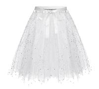 Generic Femme Jupe Tutu Carnaval - Falda de Fiesta Mardi Gras Falda de Disfraz Festive Trendy Falda de Noche para Carnaval Mardi Gras Fiestas Eventos Carnaval, 01 blanco., B
