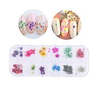 Generic Flor Seca Rosa de 12 Colores para Diseño de Arte de Uñas, Estuche de Decoración de Bricolaje, Color Brillante que No Se Desvanece Fácilmente, Ideal para Decoración de Manicura con Esmalte de