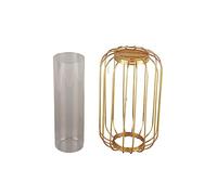 Generic Florero de Hierro y Vidrio con Forma de Linterna, Diseño Simple para Decoración Elegante del Hogar, Hermosa Maceta de Terrario para una Atmósfera de Vida Poética (Trompeta de Oro champán)