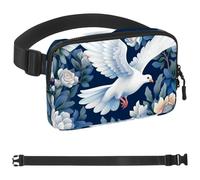 Generic Flower and White Dove-1706 - Riñonera para hombres y mujeres, riñonera con correa ajustable, bolsa cruzada de moda para viajes, al aire libre, correr, senderismo, multicolor, multicolor,