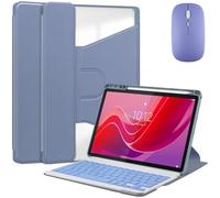 Generic Funda compatible con Lenovo Tab K11 Gen 2 11" 2025 (color gris lavanda más teclado más ratón) teclado ratón funda con tapa de piel