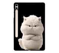 Generic Funda compatible con Samsung Galaxy Tab S10 Plus 12.4 SM-X820 SM-X826B (patrón: gato enojado gordito blanco), a prueba de golpes, funda trasera rígida de silicona