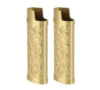 Generic Funda Protectora para Encendedor, Funda para Encendedor Perfecta, Diseño Bonito, 2 Piezas, Buena Mano de Obra, Parte Superior Abierta Resistente para Acampar (GOLD)