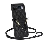 Generic Funda tipo cartera para Motorola Moto Razr 40, correa de muñeca, funda de cuero con 2 ranuras para tarjetas, cordón ajustable para mujer (negro)