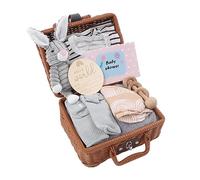 Generic Generic Cesta de Madera con Sonajero para la Dentición para Recién Nacido, Alivio Calmante para el Dolor de Encías, Juego de Regalos 9 en 1 para Baby Shower