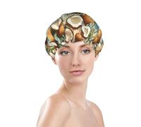 Generic Gorro de ducha con estampado de cocos, impermeable, reutilizable, para cabello de mujer, doble capa, elástico, protección para el cabello