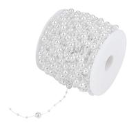 Generic Guirnalda de Cuentas de Alambre de Perlas de Molienda, Rollo de 60m, 3mm + 8mm para Decoración de Bodas, Cuentas de Imitación ABS, Color Blanco, Rosa y Granate (WHITE)
