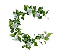 Generic Guirnalda de Flores Artificiales de Navidad de Fácil Instalación, Vid de 5,7 Pies, Decoración Colgante Que Ahorra Espacio para la Pared de la Chimenea, Tela de Seda (Flores Plateadas)