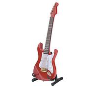 Generic Guitarra en Miniatura con Soporte, Elegante Adorno de Instrumento Musical de Madera para Amantes de la Música Artística, Caja de Regalo de Tilo de 18 Cm (Rojo)