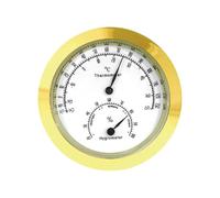 Generic Higrómetro Medidor Analógico Mecánico Mini Redondo con Carcasa de Aleación de Zinc Función de Doble Escala en Y Fahrenheit Adecuado, Oro