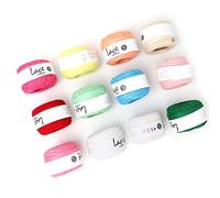 Generic Hilo de Algodón de Encaje de Seda de Verano Tejido a Mano para Manualidades, Suave y Liso para Hacer Ganchillo, Bordar, Coser, Decorar, Bola de Hilo de Algodón 100% (Conjunto de 12 colores)