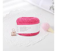 Generic Hilo de Algodón de Encaje de Seda de Verano Tejido a Mano para Manualidades, Suave y Liso para Hacer Ganchillo, Bordar, Coser, Decorar, Bola de Hilo de Algodón 100% (6615 rosa roja)