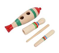 Generic Instrumento de Percusión Musical Guiro de Madera con Tubo de Sonido 2 Juegos para Niños Educación Temprana Madera Premium