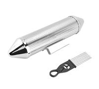 Generic Instrumento de Percusión Musical Guiro de Metal de Acero Inoxidable de Primera Calidad con Raspador para el Desarrollo del Talento Musical Plata 15.3x4.3in