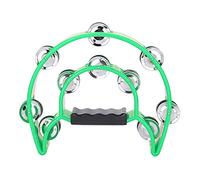 Generic Instrumento Musical de Doble Jingles Campana Pandereta de 8 Pulgadas con 20 Jingles de Metal para Niños Adultos Band Percussion (Verde)