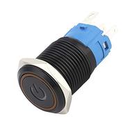 Generic Interruptor de Autobloqueo 2 Piezas Botón Pulsador de Metal con Clasificación IP65 para Aplicaciones en Exteriores Óxido Negro 16 Mm (12 VCC)