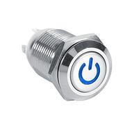 Generic Interruptor de Botón de Encendido LED de 12 Mm Resistente Al Agua de Grado Industrial para Equipos de Interior y Exterior LED Azul, Cuerpo de Metal, Diseño de Perfil bajo (BLUE)