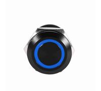 Generic Interruptor de Botón Momentáneo LED de 12 Mm, Caja Negra, 2 A, Resistente Al Agua para Automóvil, Material de Latón Niquelado (BLUE)