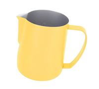 Generic Jarras de de café de Acero Inoxidable, Molde de una Pieza de 450 Ml, Diseño Inclinado, Jarra de Acero Inoxidable Profesional de 304, Taza de Arte con Leche para el Hogar (Amarillo claro)