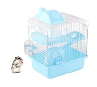 Generic Jaula Espaciosa para Hámster de 2 Niveles, Diseño Fácil de Limpiar para Hábitat de Mascotas Pequeñas, Hogar Ventilado para Hámster, Cobayas y Conejos, Plástico/Alambre (Blue)