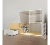 Generic Jaula grande desmontable para gatos con caja de arena, corralito de metal de 2/3 niveles para animales pequeños, espacio de ejercicio ideal para 1-3 gatos (blanco, 111 x 49 x 75 cm)