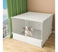 Generic Jaula grande para gatos de interior, corralito para mascotas para animales pequeños, adecuado para conejos, erizos, cobayas y gatos (blanco, 75 x 75 x 55 cm)